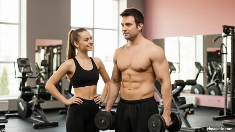 Cuánta creatina tomar según mi peso hombre Hombre en un gimnasio acompañado de una mujer joven