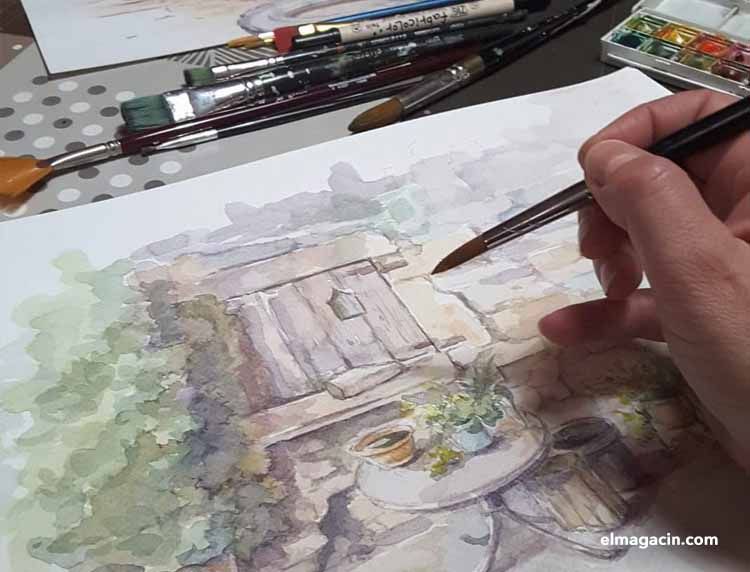Santi García Cánovas pintando. El Magacín.