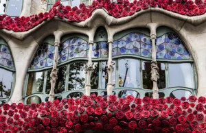 Fotos de la Casa Batllò con la rosa de Sant Jordi Casa Batllò en Sant Jordi