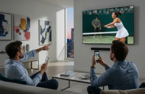 Creación de un agregador de datos de un solo deporte como actividad secundaria Hombres viendo tenis femenino en la televisión
