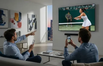 Creación de un agregador de datos de un solo deporte como actividad secundaria Hombres viendo tenis femenino en la televisión