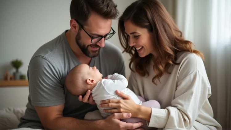 Padres cuidando a su hijo