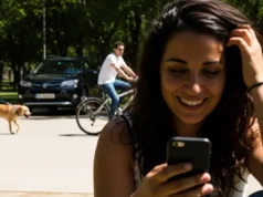 Una mujer jugando con un móvil en Madrid