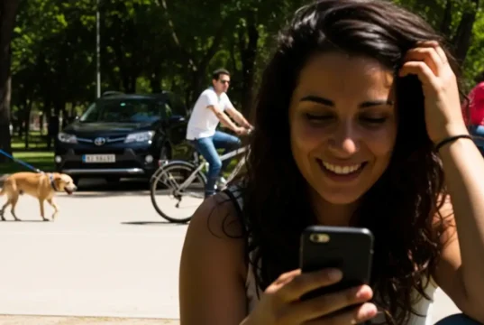 Una mujer jugando con un móvil en Madrid