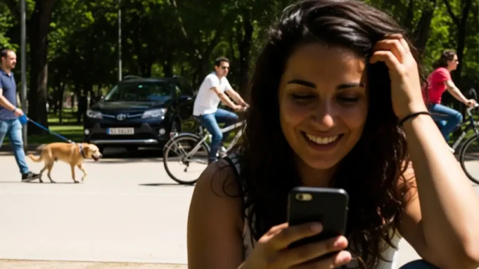 teléfonos inteligentes Una mujer jugando con un móvil en Madrid