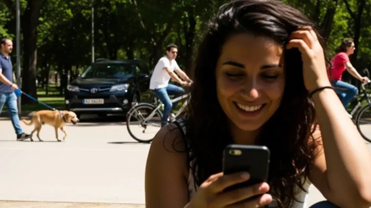 Una mujer jugando con un móvil en Madrid