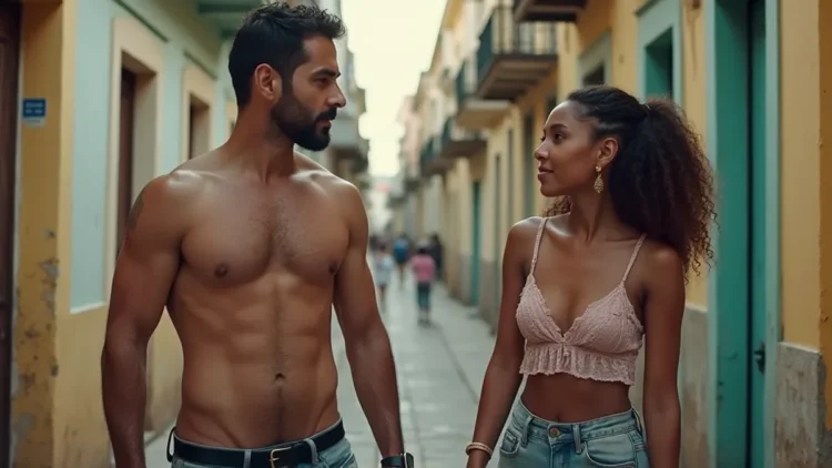 Un español hablando con una chica cubana en Cuba