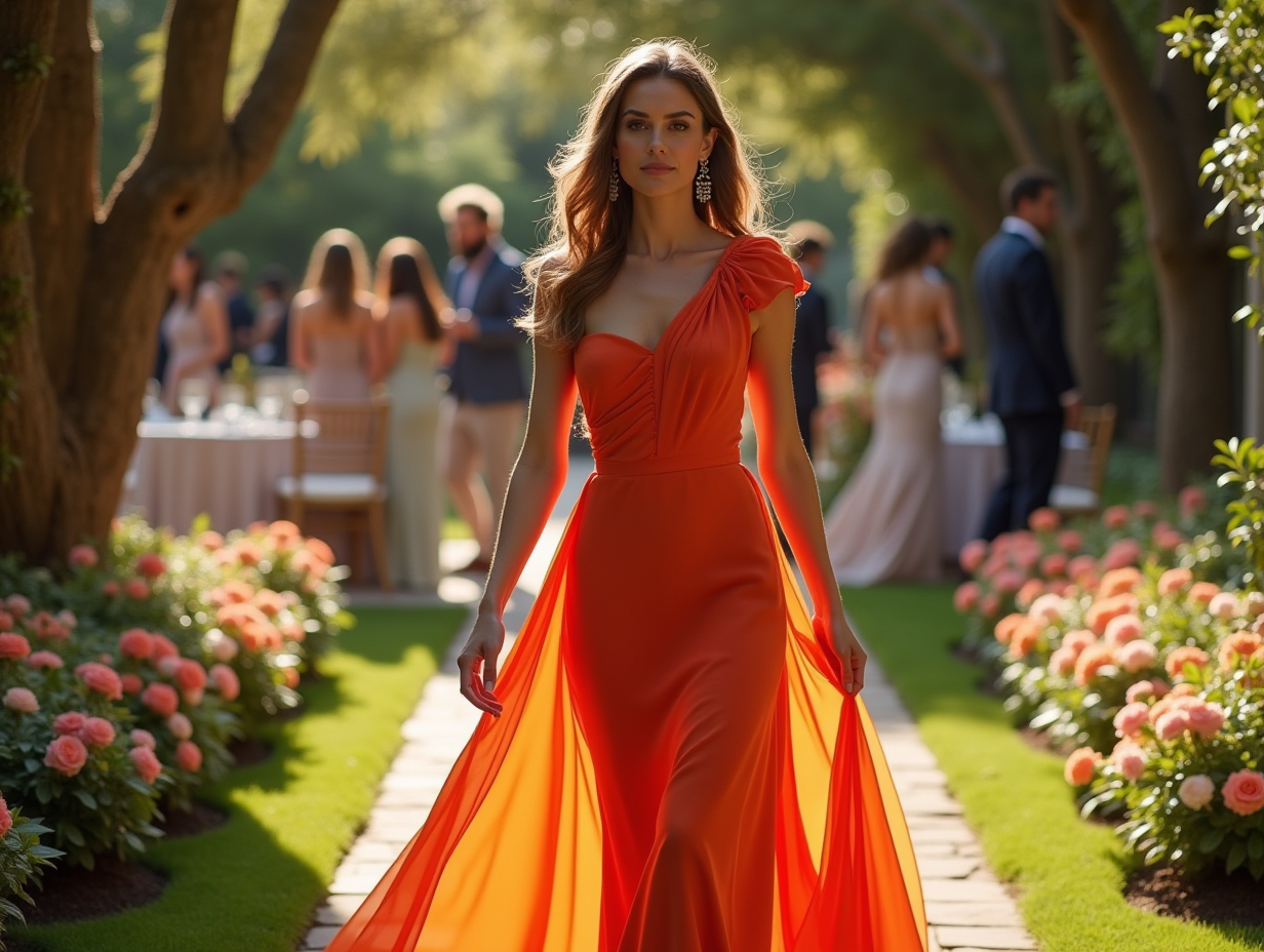 Vestido de invitada de boda naranja